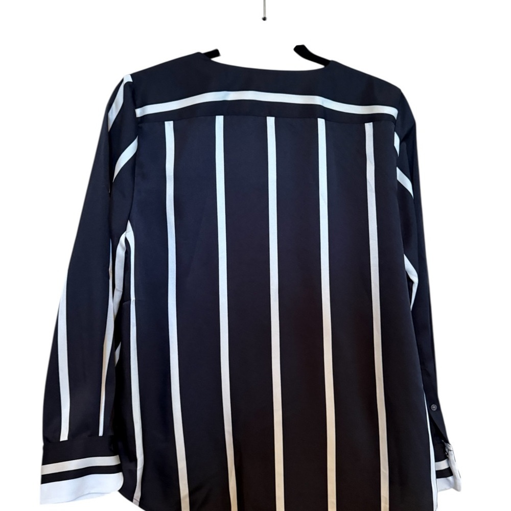 Vince Camuto Black and White Striped Blouse - Picture 3 of 5